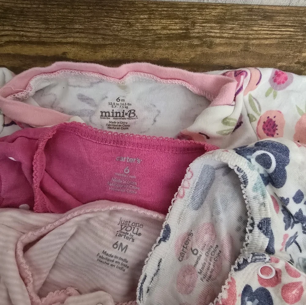 Baby Girls Size 6 Months Footsie Pajama Lot Of 4